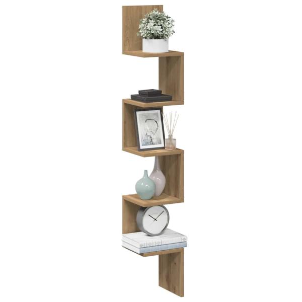 ARDEBO.de - Wand-Eckregal Artisan-Eiche 20x20x127,5 cm Holzwerkstoff