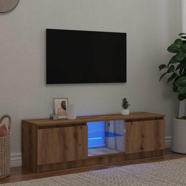 ARDEBO.de - TV-Schrank mit LED-Leuchten Artisan-Eiche 140x40x35,5 cm