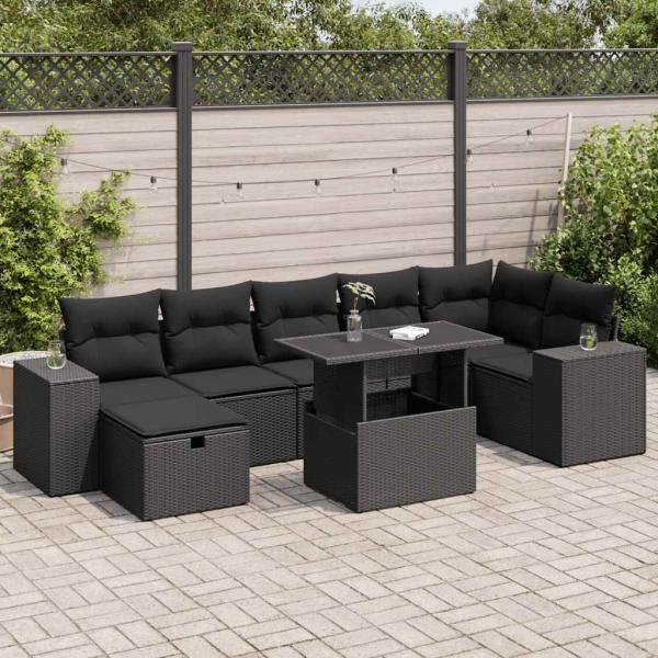 ARDEBO.de - 5-tlg. Garten-Sofagarnitur mit Kissen Schwarz Poly Rattan