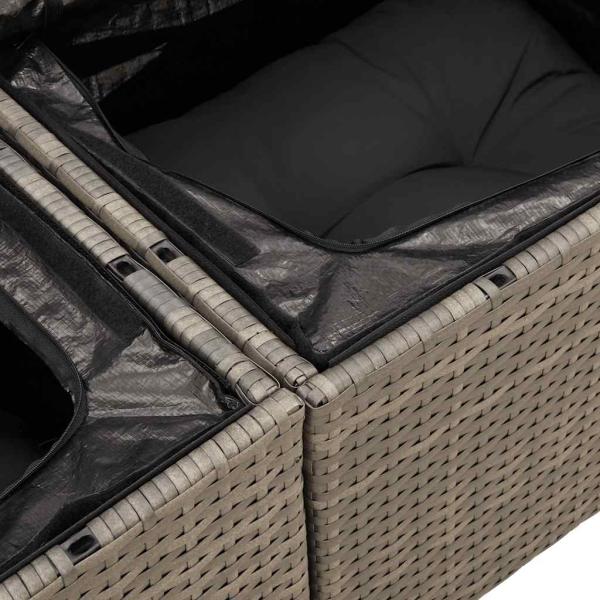 8-tlg. Garten-Sofagarnitur mit Kissen Grau Poly Rattan