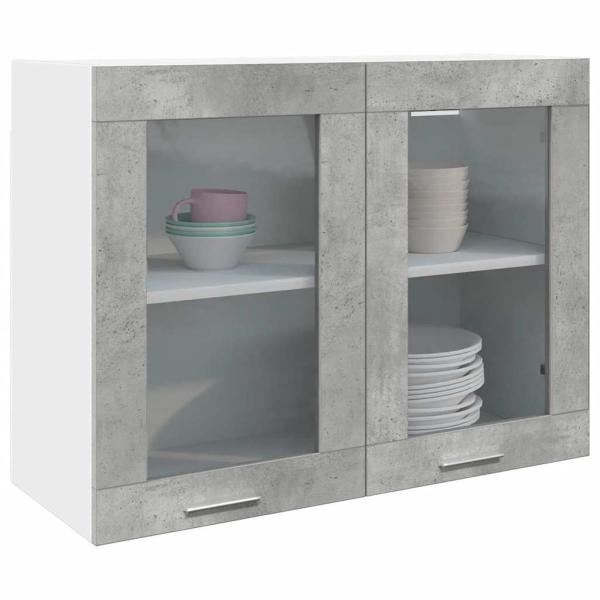 ARDEBO.de - Hängeglasschrank Betongrau 80x31x60 cm