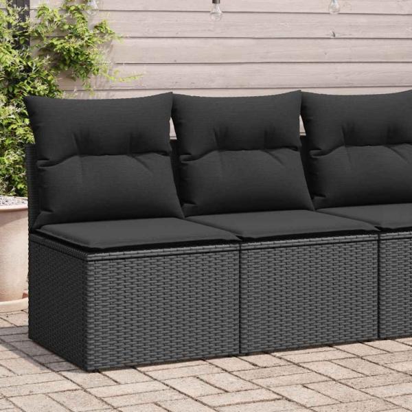 ARDEBO.de - 4-tlg. Garten-Sofagarnitur mit Kissen Schwarz Poly Rattan