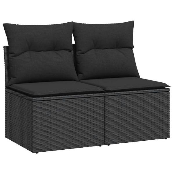4-tlg. Garten-Sofagarnitur mit Kissen Schwarz Poly Rattan