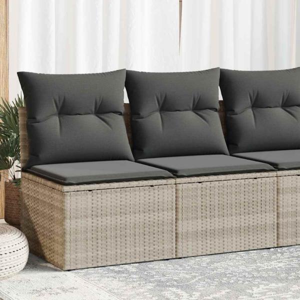 ARDEBO.de - 4-tlg. Garten-Sofagarnitur mit Kissen Hellgrau Poly Rattan