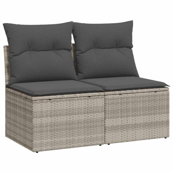 4-tlg. Garten-Sofagarnitur mit Kissen Hellgrau Poly Rattan