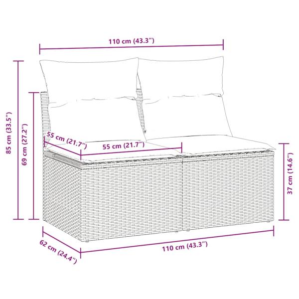 4-tlg. Garten-Sofagarnitur mit Kissen Hellgrau Poly Rattan