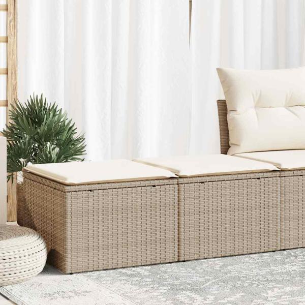 ARDEBO.de - 2-tlg. Garten-Sofagarnitur mit Kissen Beige Poly Rattan Akazie