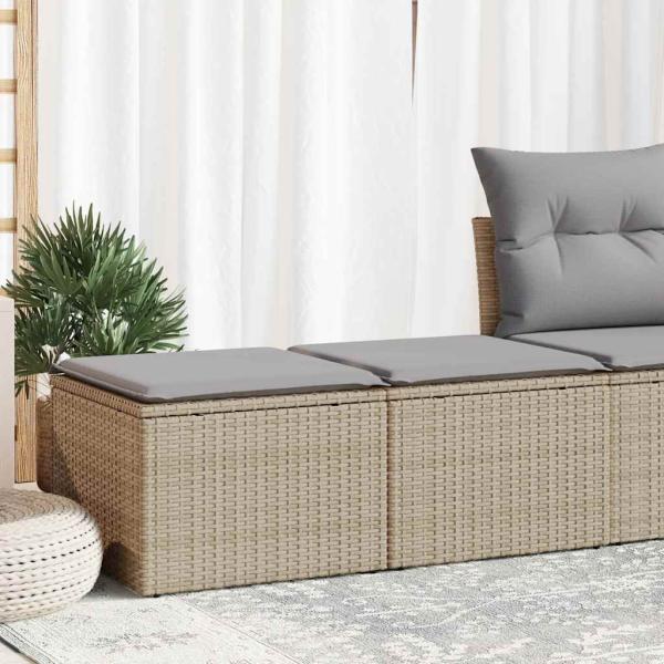 ARDEBO.de - 2-tlg. Garten-Sofagarnitur mit Kissen Beige Poly Rattan Akazie