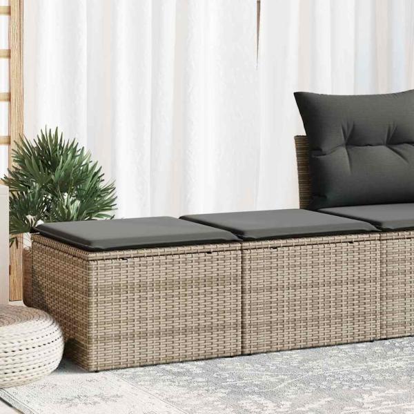 ARDEBO.de - 2-tlg. Garten-Sofagarnitur mit Kissen Grau Poly Rattan Akazie
