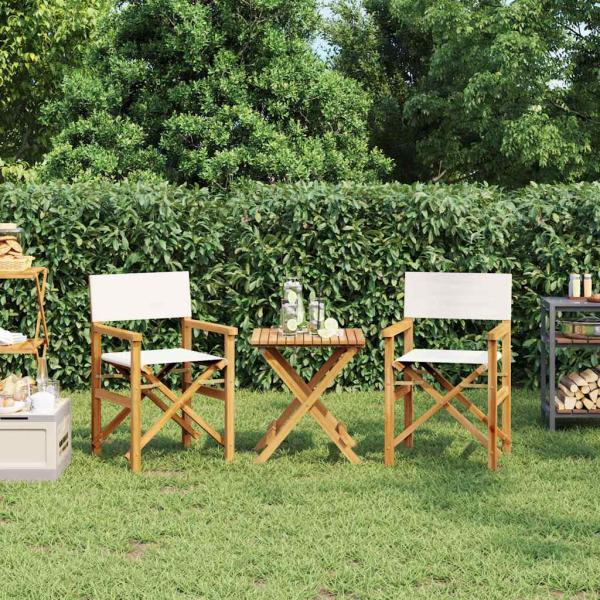 ARDEBO.de - Regiestühle 2 Stk. Klappbar Creme Massivholz Teak