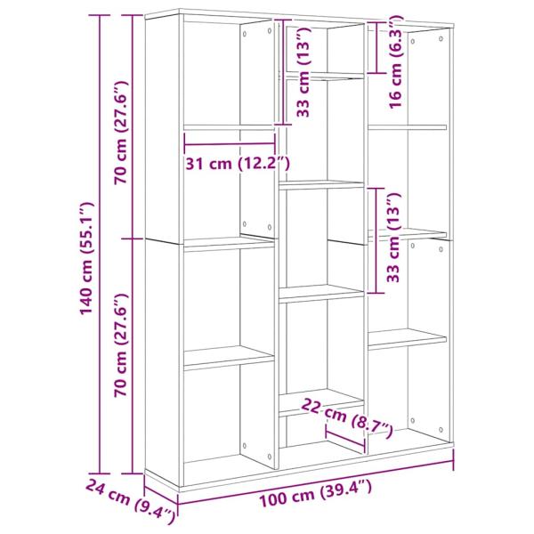 Raumteiler/Bücherregal Artisan-Eiche 100x24x140cm Holzwerkstoff