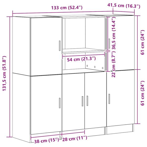 3-tlg. Küchenschrank-Set Schwarz Holzwerkstoff