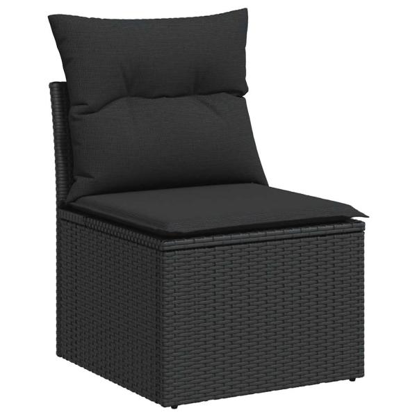 ARDEBO.de - 8-tlg. Garten-Sofagarnitur mit Kissen Schwarz Poly Rattan