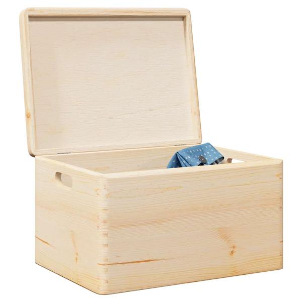 ARDEBO.de - Holzkiste mit Deckel und Griffen 40x30x23 cm Massivholz Kiefer