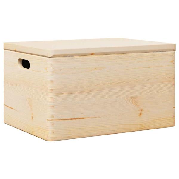 Holzkiste mit Deckel und Griffen 40x30x23 cm Massivholz Kiefer