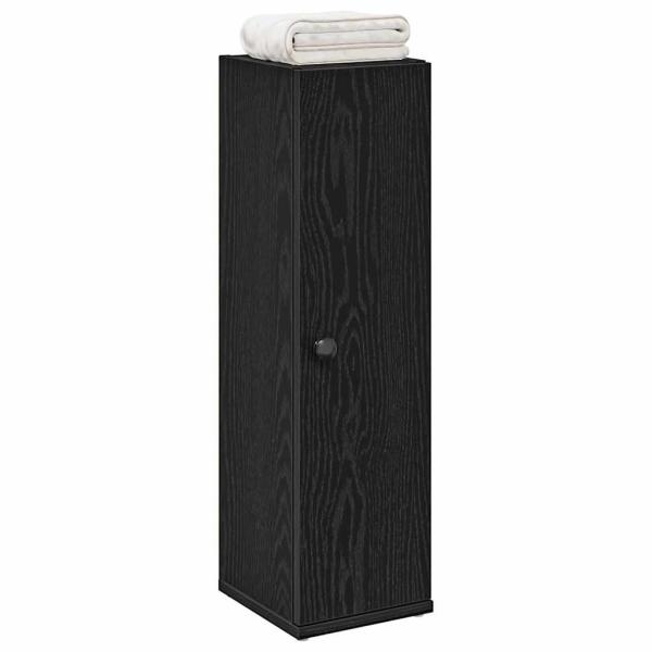 ARDEBO.de - Badezimmerschrank mit Rollenhalter Schwarz 20,5x22x72 cm