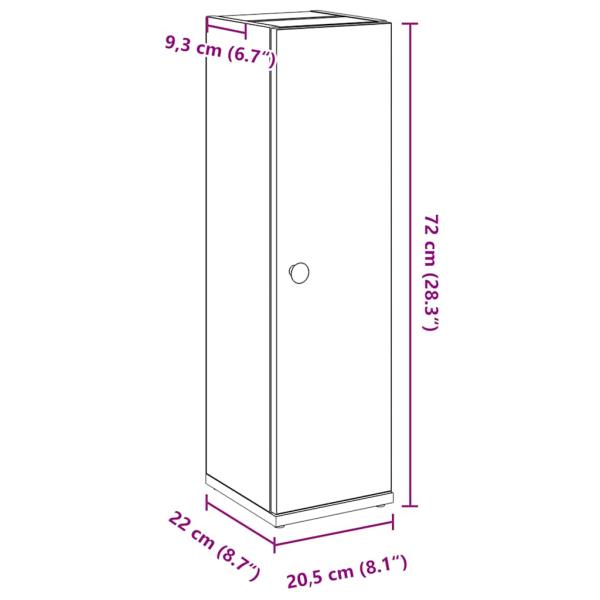 Badezimmerschrank mit Rollenhalter Artisan-Eiche 20,5x22x72 cm