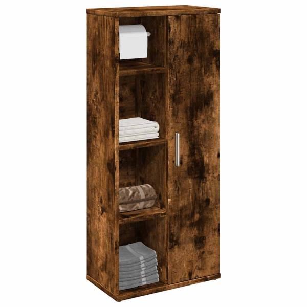 ARDEBO.de - Badezimmerschrank mit Rollenhalter Räuchereiche 39x22x90 cm