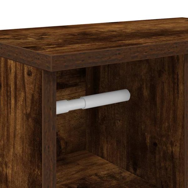 Badezimmerschrank mit Rollenhalter Räuchereiche 39x22x90 cm