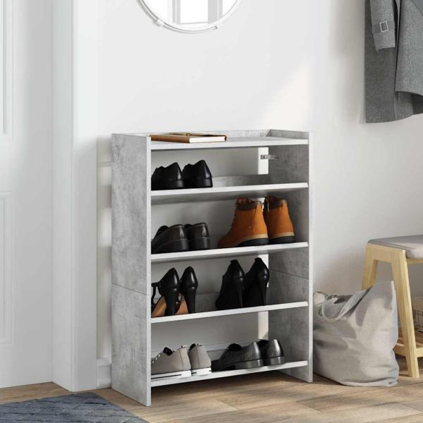 Schuhregal Betongrau 80x25x61,5 cm Holzwerkstoff