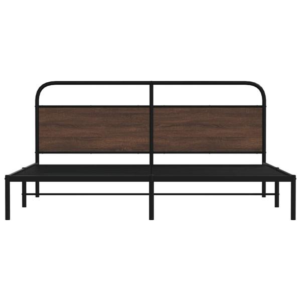 Metallbett ohne Matratze Braun Eichen-Optik 180x200 cm