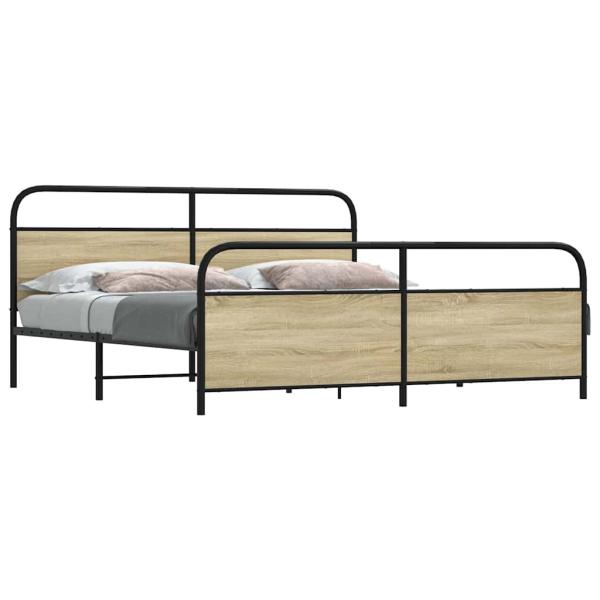 ARDEBO.de - Metallbett ohne Matratze Sonoma-Eiche 193x203 cm