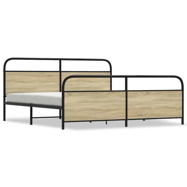Metallbett ohne Matratze Sonoma-Eiche 193x203 cm