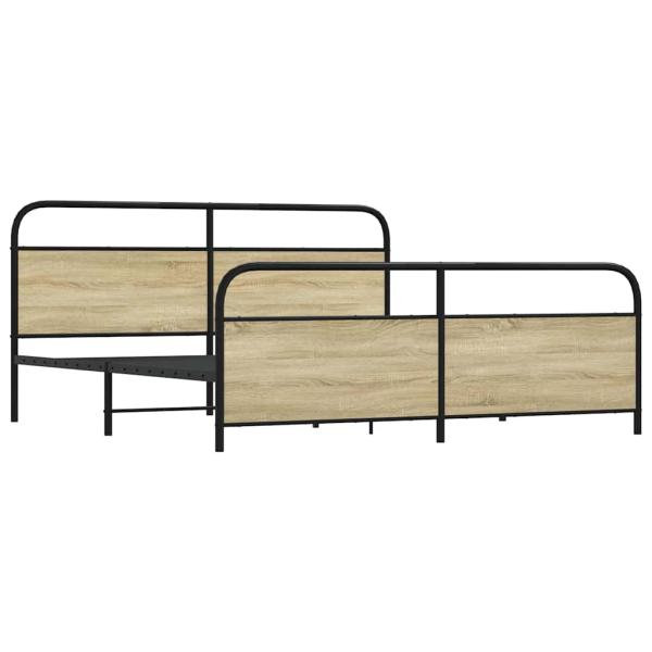 Metallbett ohne Matratze Sonoma-Eiche 193x203 cm