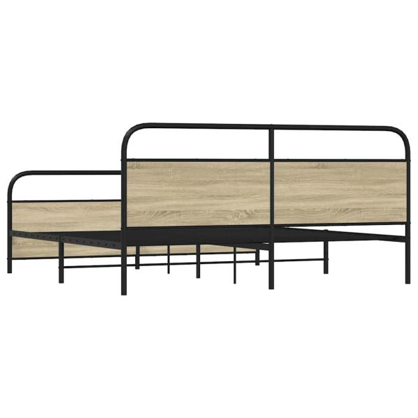 Metallbett ohne Matratze Sonoma-Eiche 193x203 cm