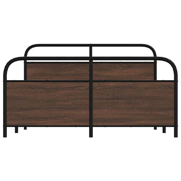 Metallbett ohne Matratze Braun Eichen-Optik 150x200 cm