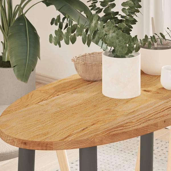 ARDEBO.de - Tischplatte Hellbraun 80x40x2 cm Massivholz Eiche Oval