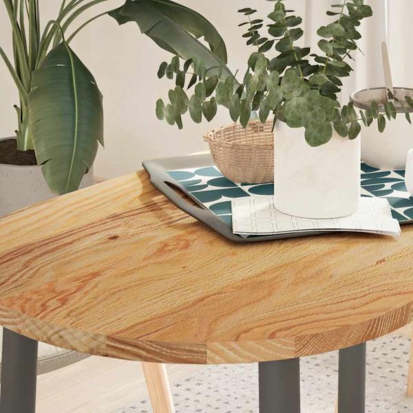 ARDEBO.de - Tischplatte Hellbraun 100x50x2 cm Massivholz Eiche Oval