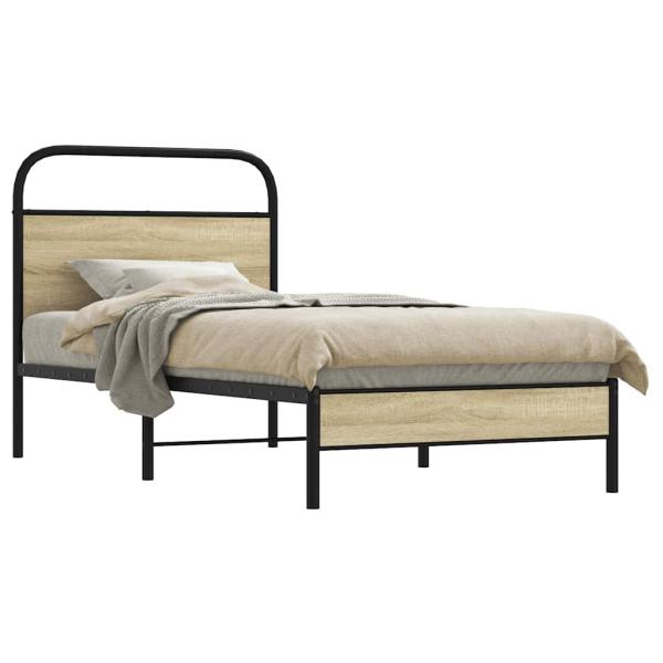 ARDEBO.de - Bettgestell ohne Matratze 75x190 cm Sonoma-Eiche Holzwerkstoff