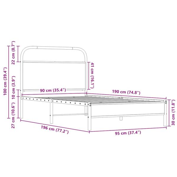Bettgestell ohne Matratze 90x190 cm Sonoma-Eiche Holzwerkstoff