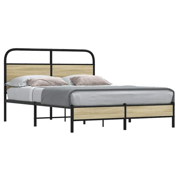 ARDEBO.de - Bettgestell ohne Matratze 135x190 cm Sonoma-Eiche Holzwerkstoff