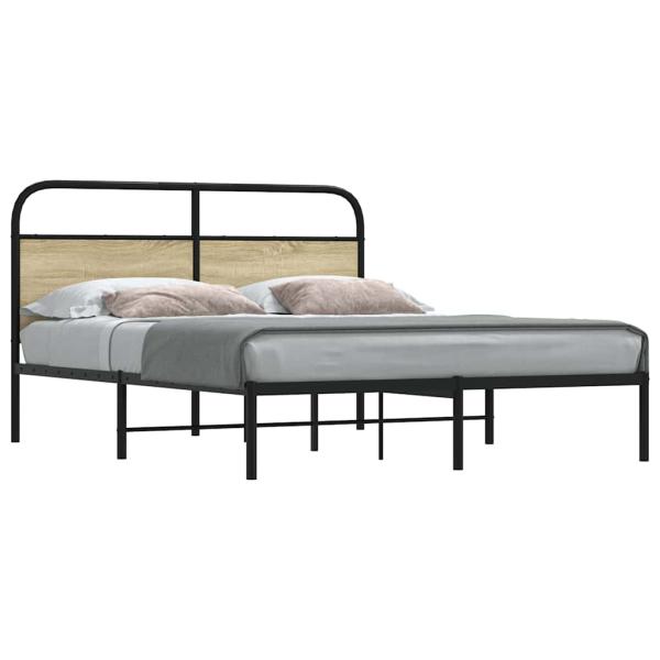 ARDEBO.de - Bettgestell ohne Matratze 150x200 cm Sonoma-Eiche Holzwerkstoff