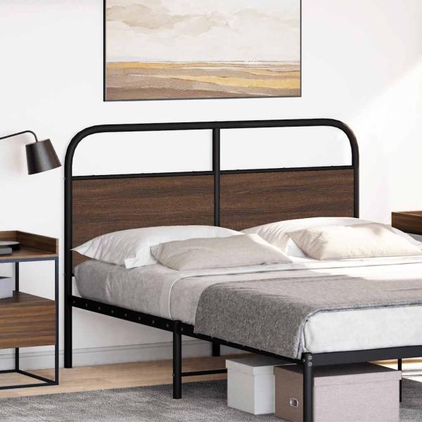 Kopfteil Braun Eichen-Optik 120 cm Stahl und Holzwerkstoff