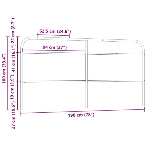 Kopfteil Braun Eichen-Optik 190 cm Stahl und Holzwerkstoff