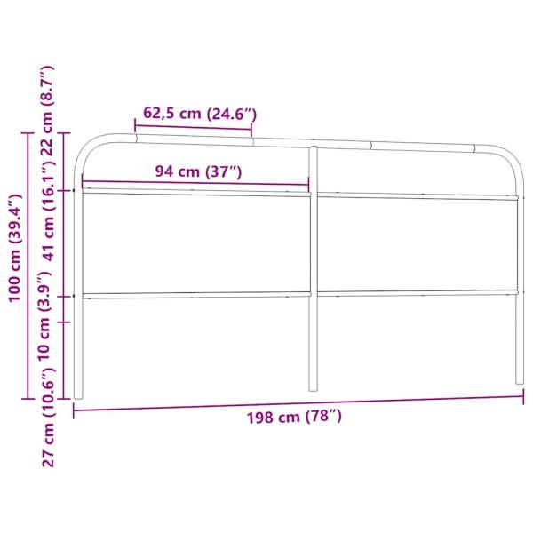 Kopfteil Sonoma-Eiche 190 cm Stahl und Holzwerkstoff