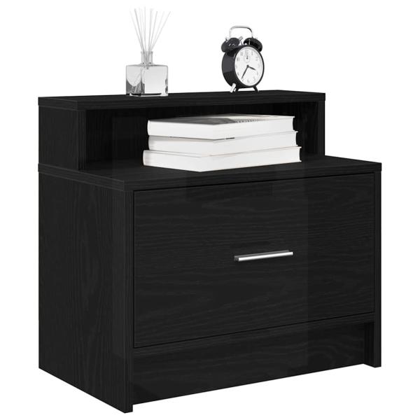 ARDEBO.de - Nachttische mit Schublade 2Stk. Schwarz Eichen-Optik 51x31x47cm