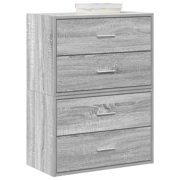 ARDEBO.de - Schränke mit 2 Schubladen 2 Stk. Grau Sonoma 60x31x40 cm
