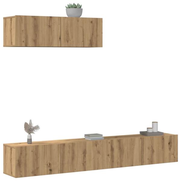 ARDEBO.de - 3-tlg. TV-Schrank-Set Wandmontage Artisan-Eiche Holzwerkstoff