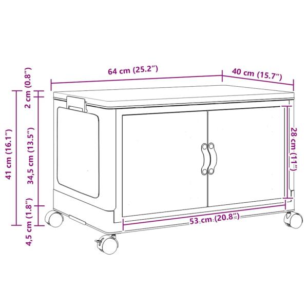 Aufbewahrungsbox mit Rädern Stapelbar 75 L 65x40x41,5 cm