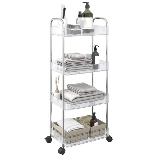 ARDEBO.de - Aufbewahrungswagen 4 Etagen Transparent 37x28x95 cm Acryl