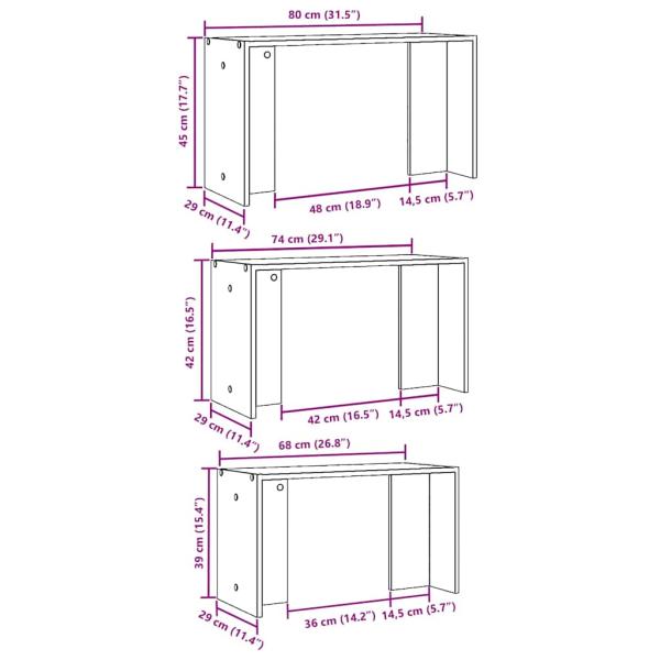 Satztische 3 Stk. Altholz-Optik Holzwerkstoff