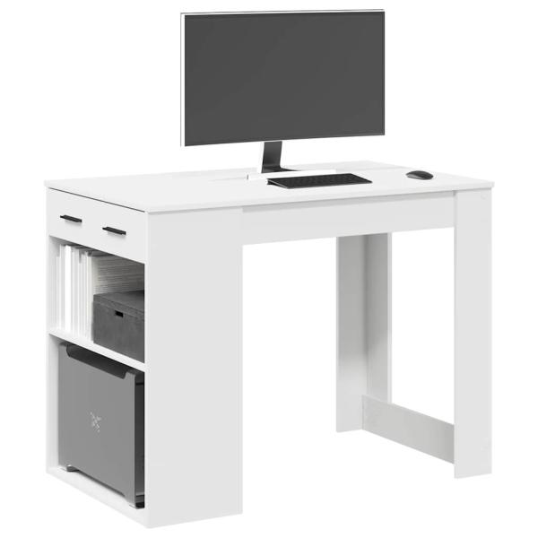 ARDEBO.de - Schreibtisch mit Schubladen und Ablage Weiß 102x62x77,5 cm