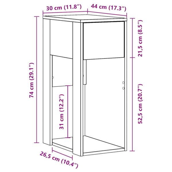 Computerschrank mit Schublade Betongrau 30x44x74 cm