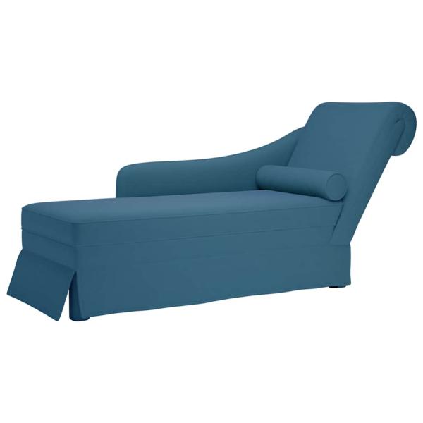 ARDEBO.de - Chaiselongue mit Nackenrolle und Rechter Armlehne Blau Samt