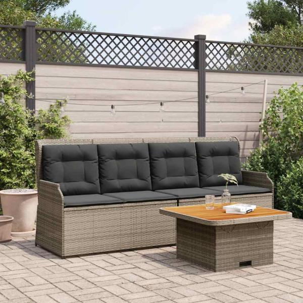 ARDEBO.de - 3-tlg. Garten-Lounge-Set mit Kissen Grau Poly Rattan