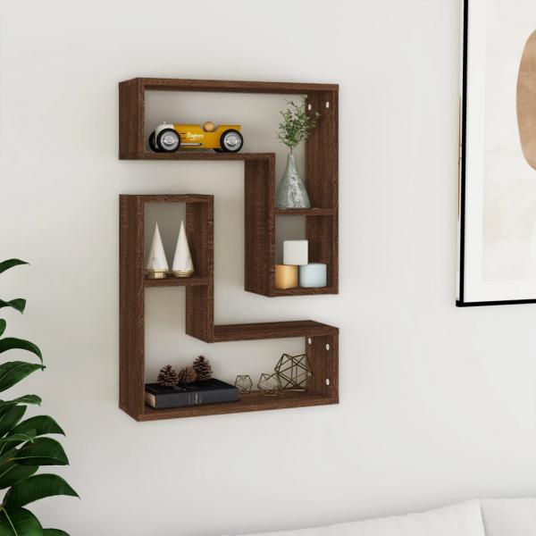 ARDEBO.de - Wandregale 2 Stk. Braun Eichen-Optik 50x15x50 cm Holzwerkstoff